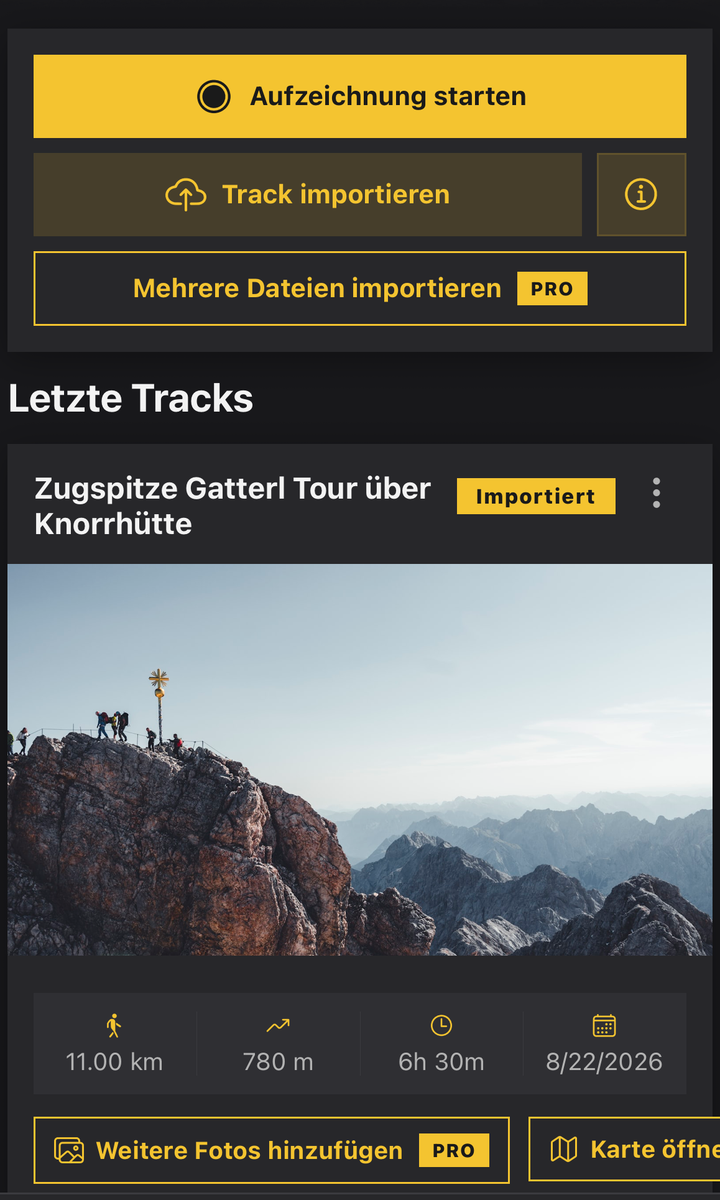 Tracks aufzeichnen und importieren