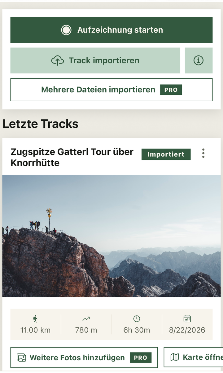 Tracks aufzeichnen und importieren